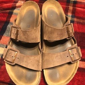 Brown leather Birkenstocks
